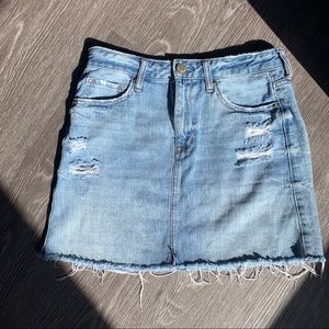 Light Wash Destroyed Jean Skirt